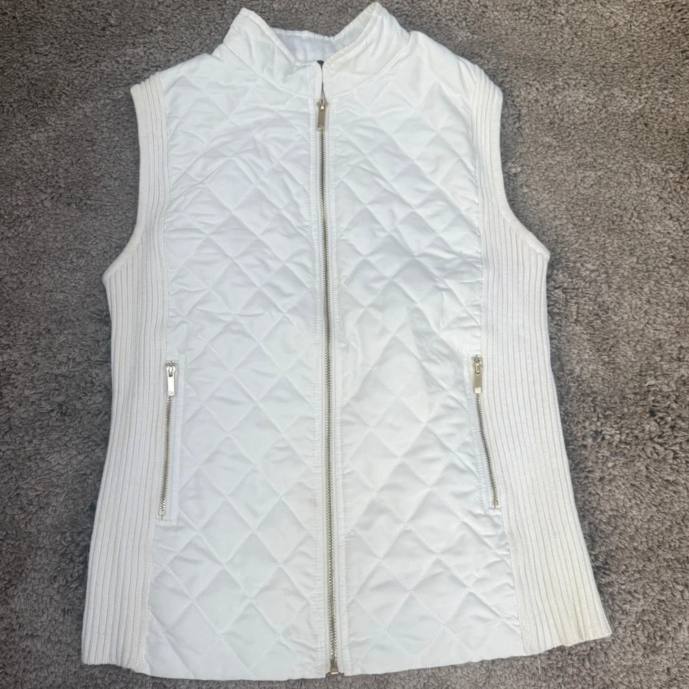 Jones New York Cream Quilted Vest - Picture 1 of 6
